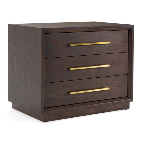 Manhattan Contemporary Brown Oak and Gold Nightstand