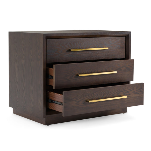 Manhattan Contemporary Brown Oak and Gold Nightstand