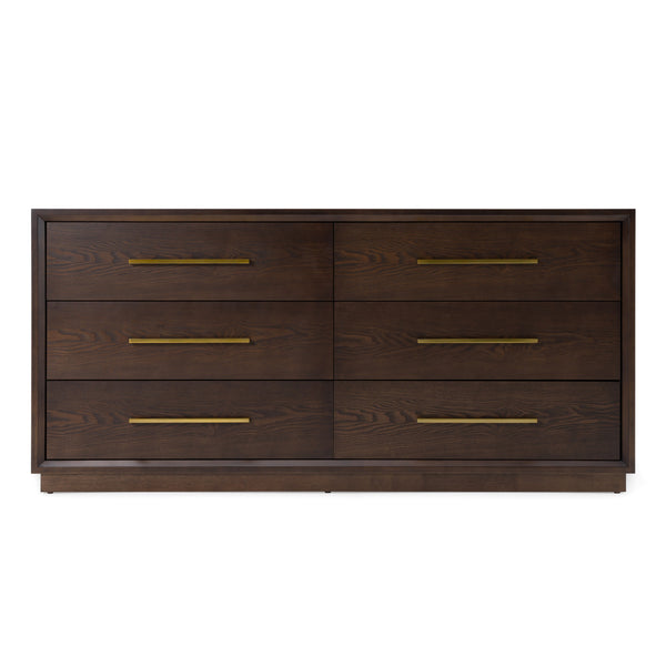 Manhattan Contemporary Brown Oak and Gold Dresser