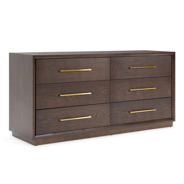 Manhattan Contemporary Brown Oak and Gold Dresser