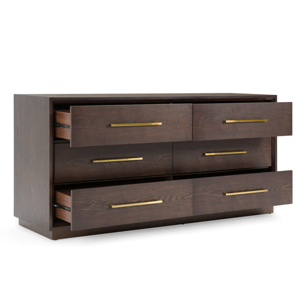 Modrest Manhattan Contemporary Brown Oak And Gold DresserModel VGMA-BR-127-DRS-CRY