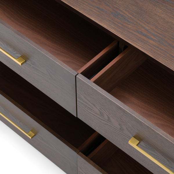 Manhattan Contemporary Brown Oak and Gold Dresser