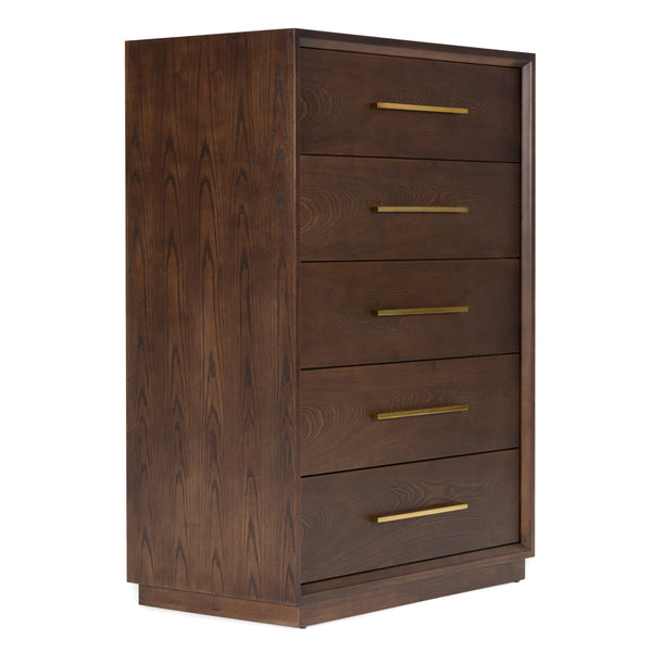 Manhattan Contemporary Brown Oak and Gold Chest