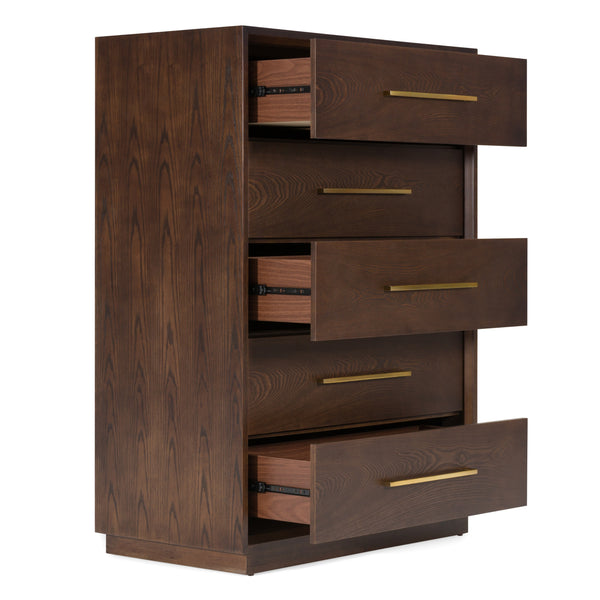 Manhattan Contemporary Brown Oak and Gold Chest