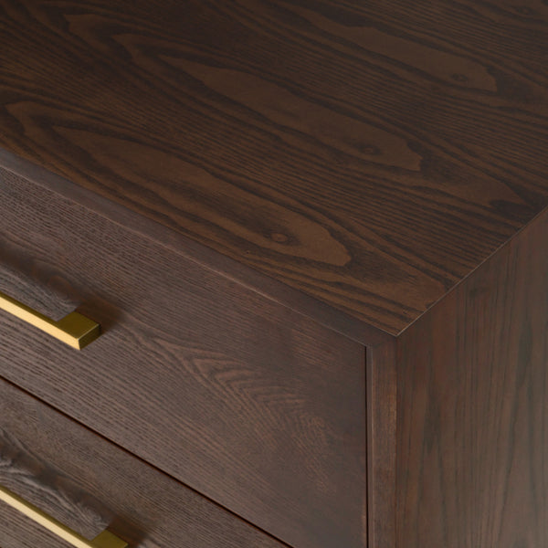 Manhattan Contemporary Brown Oak and Gold Chest