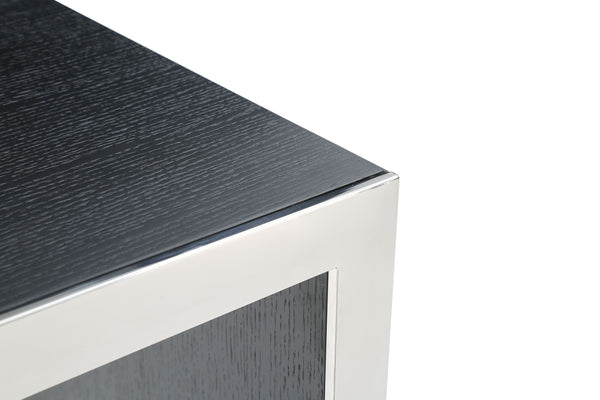 Modrest Manston Modern Black Oak & Stainless Steel Bar Table Model VGVCBT1935-BLK