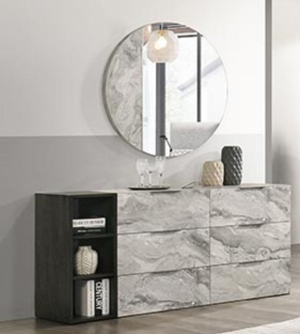 Nova Domus Maranello Modern Grey Faux Marble Mirror Model VGMAMQT-S25-BR-121-GRY-MIR