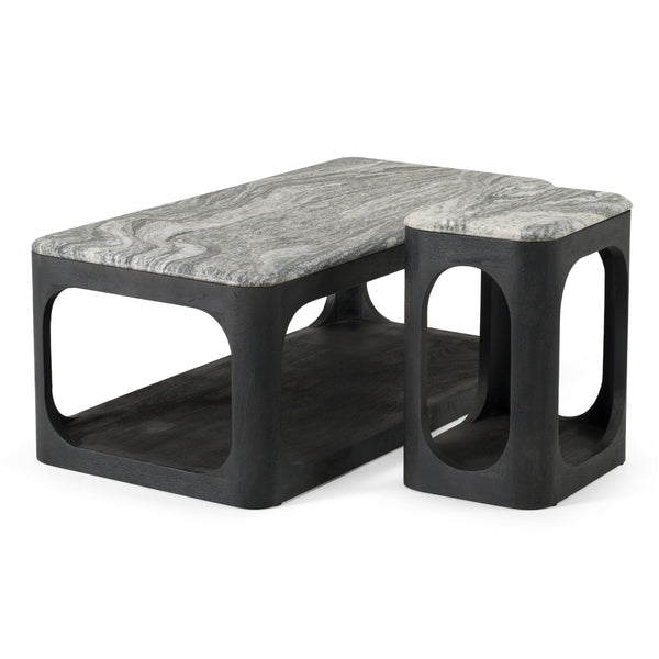 Modrest Marco Modern Black & White Granite End Table Model VGNR-NI90023