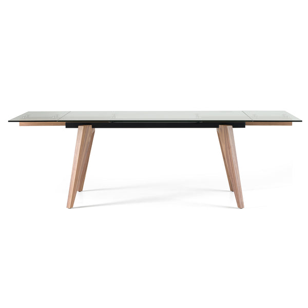 Modrest Marcus Modern Glass & Walnut Extendable Dining Table Model VGEW-D2060BH