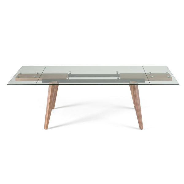 Modrest Marcus Modern Glass & Walnut Extendable Dining Table Model VGEW-D2060BH