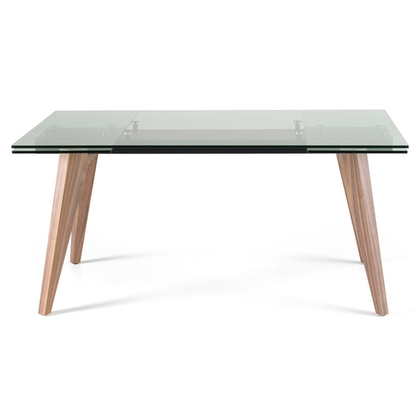 Modrest Marcus Modern Glass & Walnut Extendable Dining Table Model VGEW-D2060BH