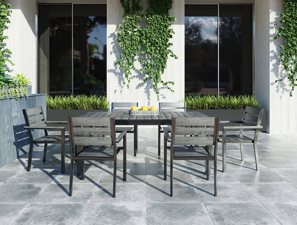 Renava Marina Grey Outdoor Dining Table Set Model VGICS1804-GRY-SET