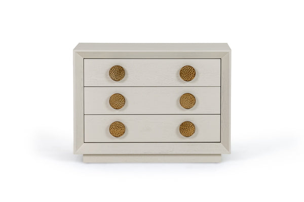 Modrest Marjorie Modern Cream & Brushed Gold Nightstand Model VGGMCHD-1705-3A-CRM