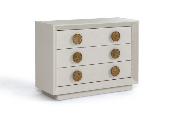 Modrest Marjorie Modern Cream & Brushed Gold Nightstand Model VGGMCHD-1705-3A-CRM