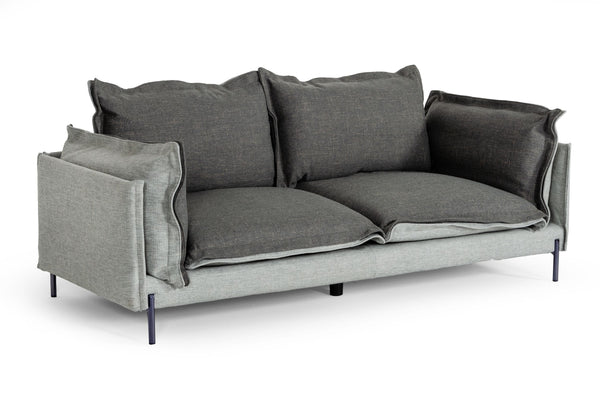 Divani Casa Mars Modern Grey & Dark Grey Fabric Sofa Model VGCF591-DKGRY-S