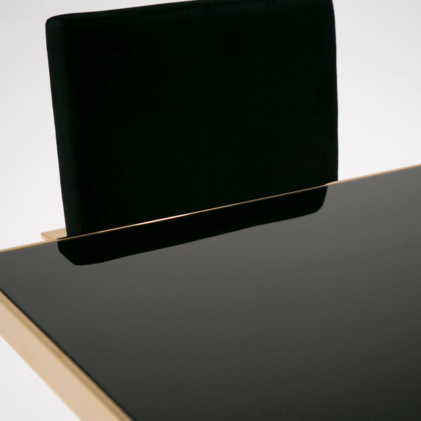 Modrest Marston Modern Black Glass & Rosegold Dining Table Model VGVCT8919-G