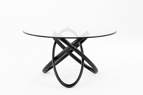 Modrest Mason Round Glass & Black Ash Dining TableModel VGCSDT-16138-BLK