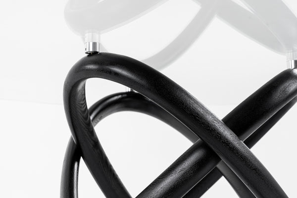 Modrest Mason Round Glass & Black Ash Dining TableModel VGCSDT-16138-BLK