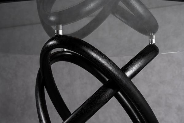 Modrest Mason Round Glass & Black Ash Dining TableModel VGCSDT-16138-BLK