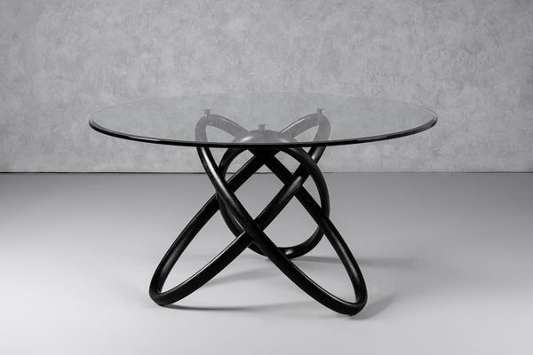 Modrest Mason Round Glass & Black Ash Dining TableModel VGCSDT-16138-BLK