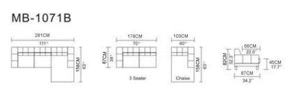 Divani Casa Forli Modern Grey Fabric Left Facing Sectional Sofa Model VGMB-1071B-GRY-LAF