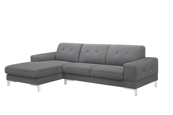 Divani Casa Forli Modern Grey Fabric Left Facing Sectional Sofa Model VGMB-1071B-GRY-LAF
