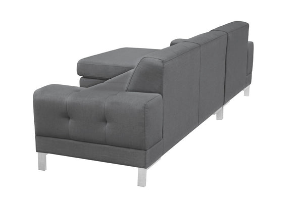 Divani Casa Forli Modern Grey Fabric Left Facing Sectional Sofa Model VGMB-1071B-GRY-LAF