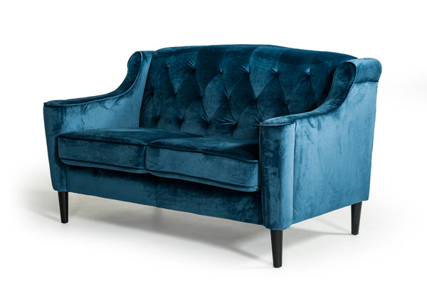 Carly Transitional Blue Velour Loveseat