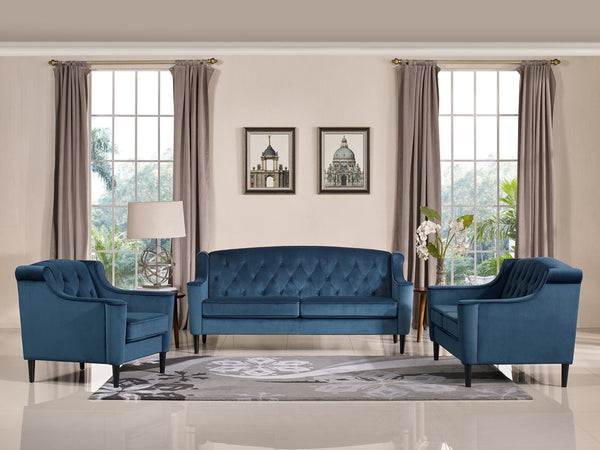 Carly Transitional Blue Velour Loveseat