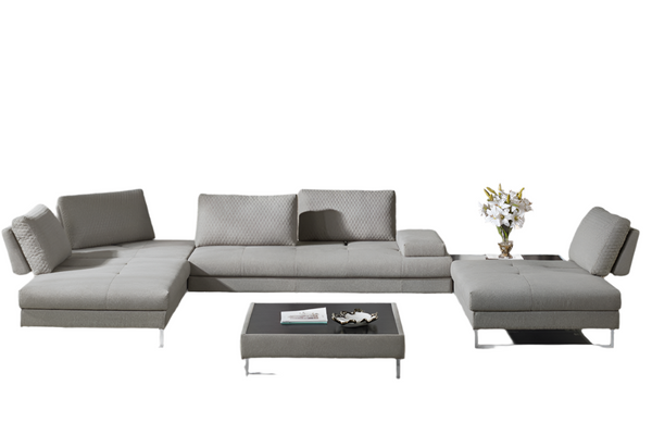 Divani Casa Baxter Modern Grey Fabric Sectional Sofa & Coffee Table Model VGMB-1766-GRY