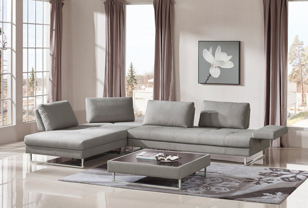 Divani Casa Baxter Modern Grey Fabric Sectional Sofa & Coffee Table Model VGMB-1766-GRY