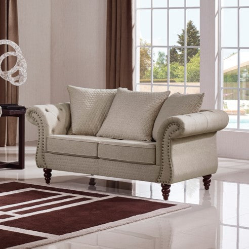 Nadine Transitional Beige Fabric Loveseat