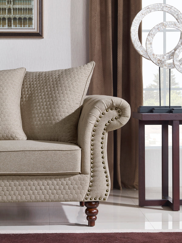 Nadine Transitional Beige Fabric Loveseat