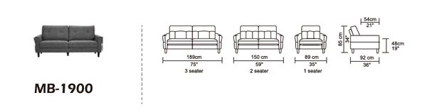 Divani Casa Clark Modern Grey & Beige Fabric Sofa Model VGMB-1900-SOFA-GRY