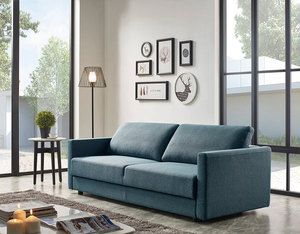 Divani Casa Fredonia Modern Blue Green Fabric Sofa Bed With Storage Model VGMB-1901-BG