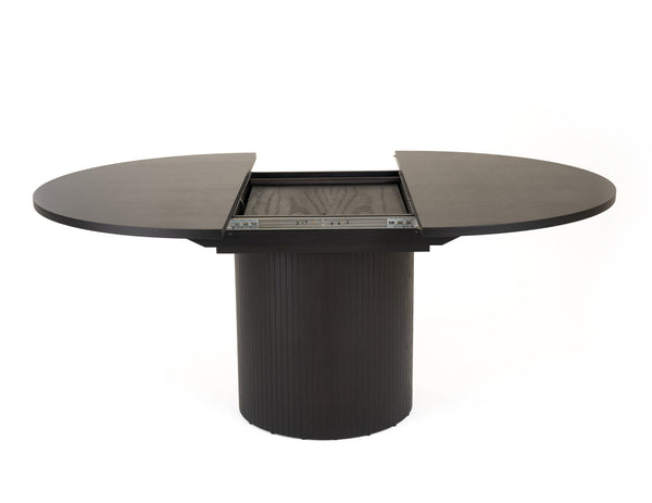 Modrest Miami Modern Black Oak Round Dining Table With Extension Model VGME121254-DT-BLK