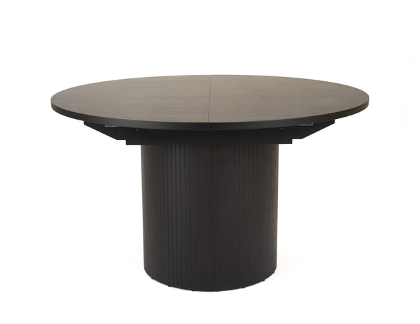 Modrest Miami Modern Black Oak Round Dining Table With Extension Model VGME121254-DT-BLK