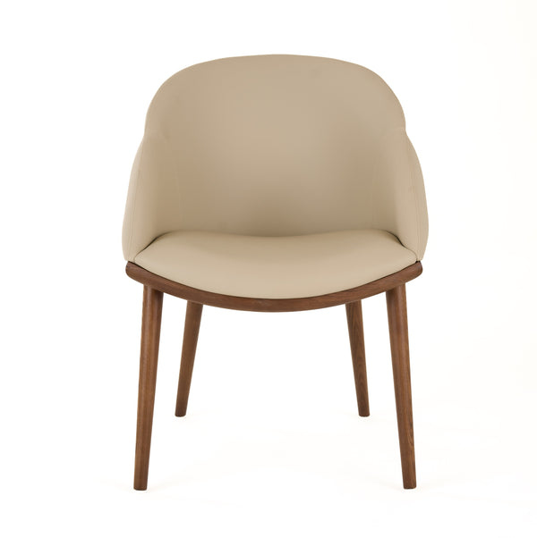 Modrest Michael Mid Century Modern Beige Vegan Leather & Walnut Dining Chair Model VGCS-CH-23010-BGE