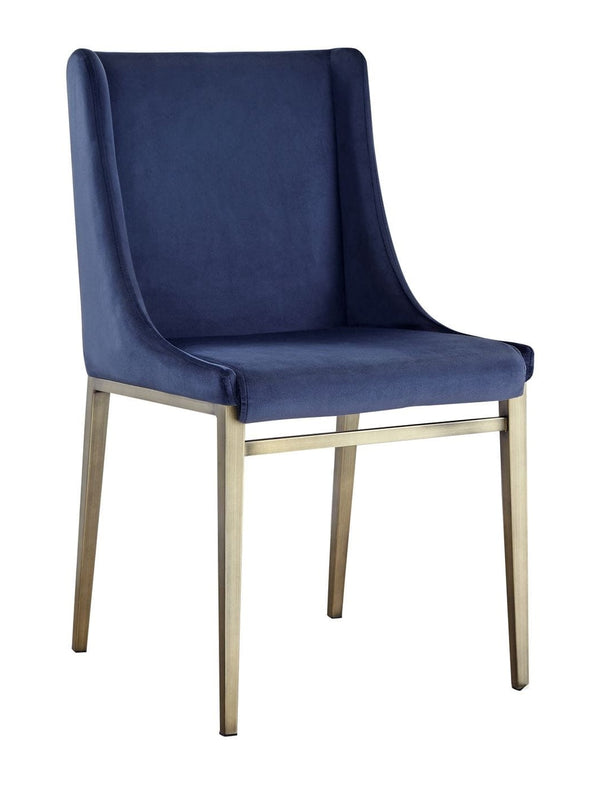Mimi Contemporary Blue Velvet & Antique Brass Dining Chair (Set of 2)
