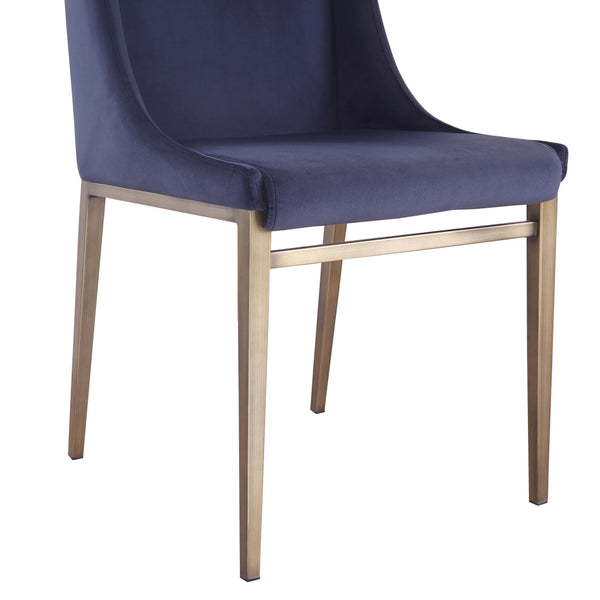 Modrest Mimi Contemporary Blue Velvet & Antique Brass Dining Chair (Set Of 2) Model VGGAGA-6544CH-BLU-DC