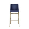 Modrest Mimi Contemporary Blue Velvet & Antique Brass Bar Stool (Set Of 2) Model VGGAGA-6544CH-BLU-BS