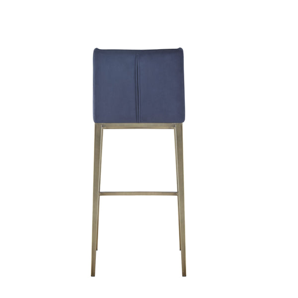 Modrest Mimi Contemporary Blue Velvet & Antique Brass Bar Stool (Set Of 2) Model VGGAGA-6544CH-BLU-BS