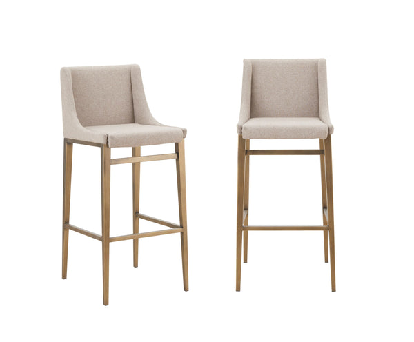 Modrest Mimi Contemporary Beige & Brass Bar Stool (Set Of 2) Model VGGAGA-6544CH-B-BEI-BS