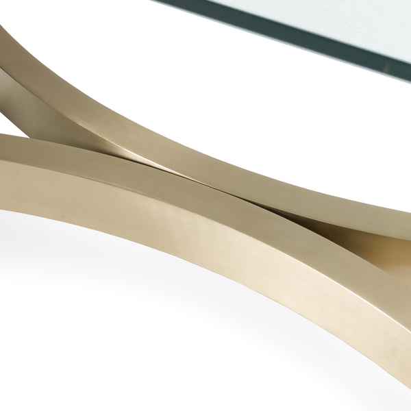 Mingus Modern Glass + Brushed Brass Rectangualr Dining Table