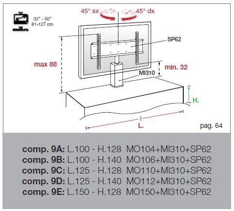 Mo Usa2 Modena Grey Tv Entertainment System Made In Italy Model VGMUMO-USA4-GR