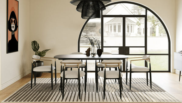 Modrest Billy Modern Black Oak & Gold Extendable Dining Table Model VGDWJ3498