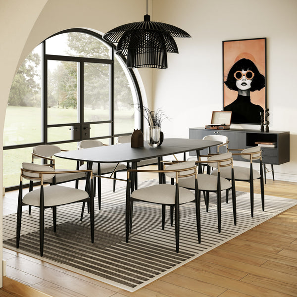 Modrest Billy Modern Black Oak & Gold Extendable Dining Table Model VGDWJ3498
