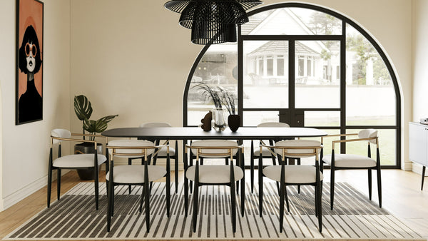 Modrest Billy Modern Black Oak & Gold Extendable Dining Table Model VGDWJ3498