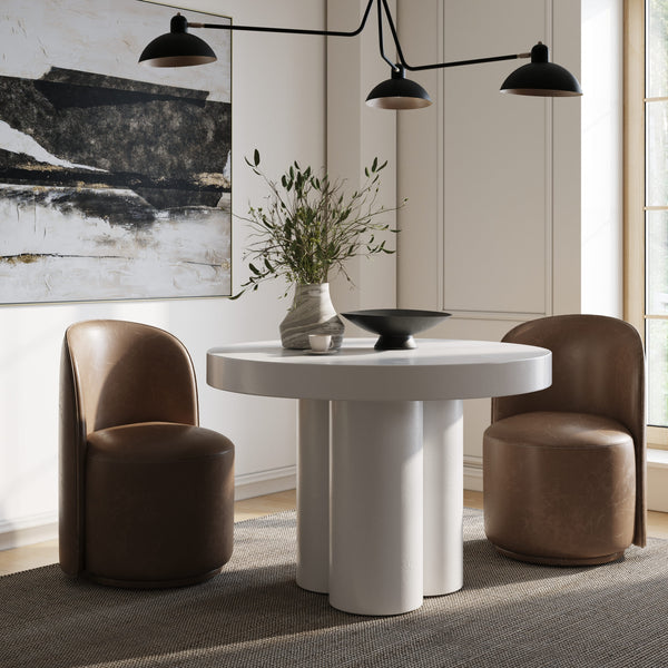 Bruni Modern White Concrete Round Dining Table