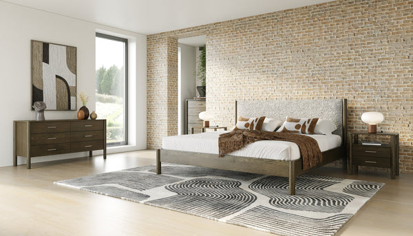 Modrest Carolina Modern Grey Fabric & Wenge Bed Model VGMA-BR-167-BED-WNG